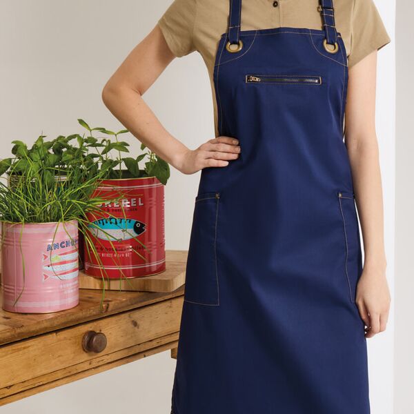 ‘Barley’ Contrast Stitch Bib Apron Thumbnail